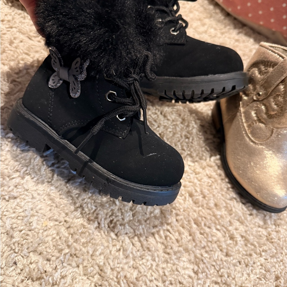 Black Boots with Butterfly Accent